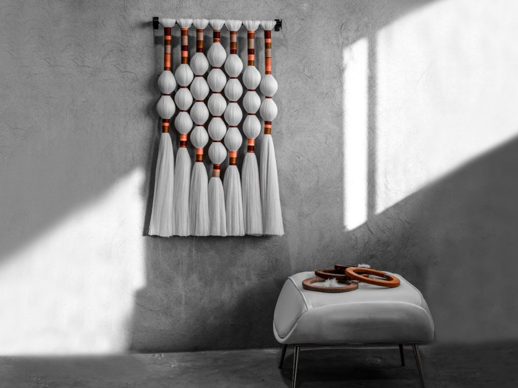 Blossom Handmade fiber art wall hanging featuring intricate patterns and vibrant colors.