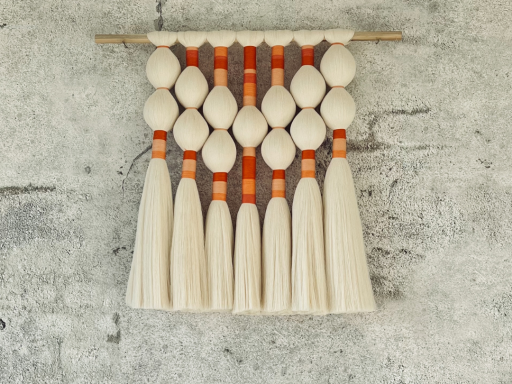 Emera handmade macramé wall hanging in natural cotton – fiber art décor