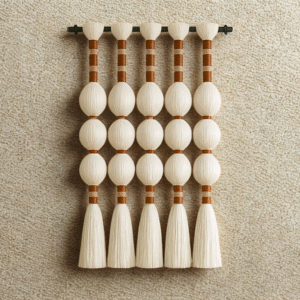 Elegant handmade fiber wall hanging in neutral tones – Flâneur