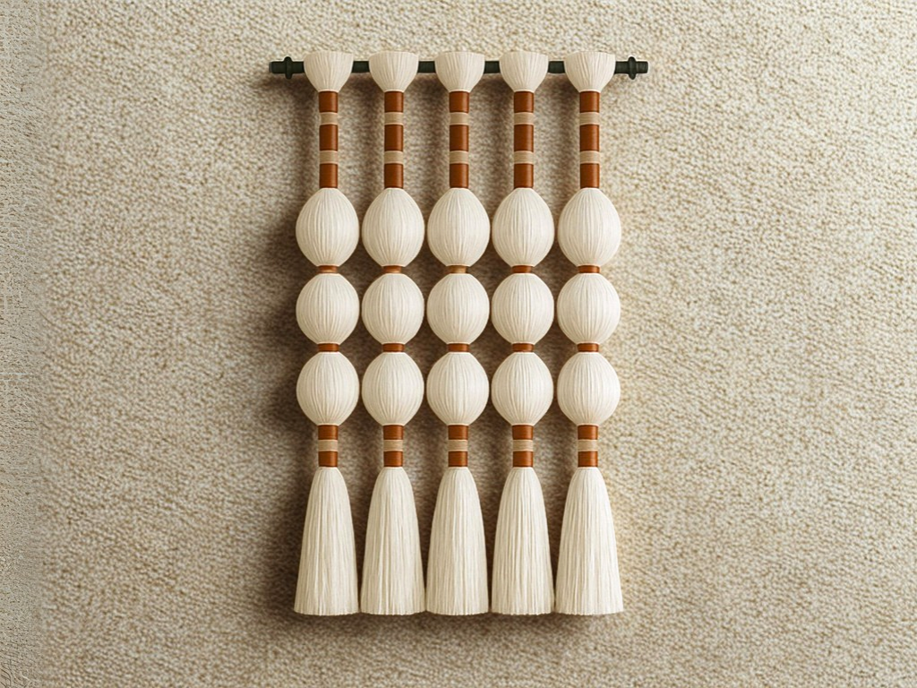 Elegant handmade fiber wall hanging in neutral tones – Flâneur Elegant handmade fiber wall hanging in neutral tones – Flâneur
